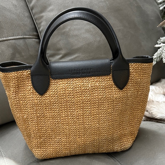 Longchamp Tan and Black Woven Tote - Picture 2 of 13